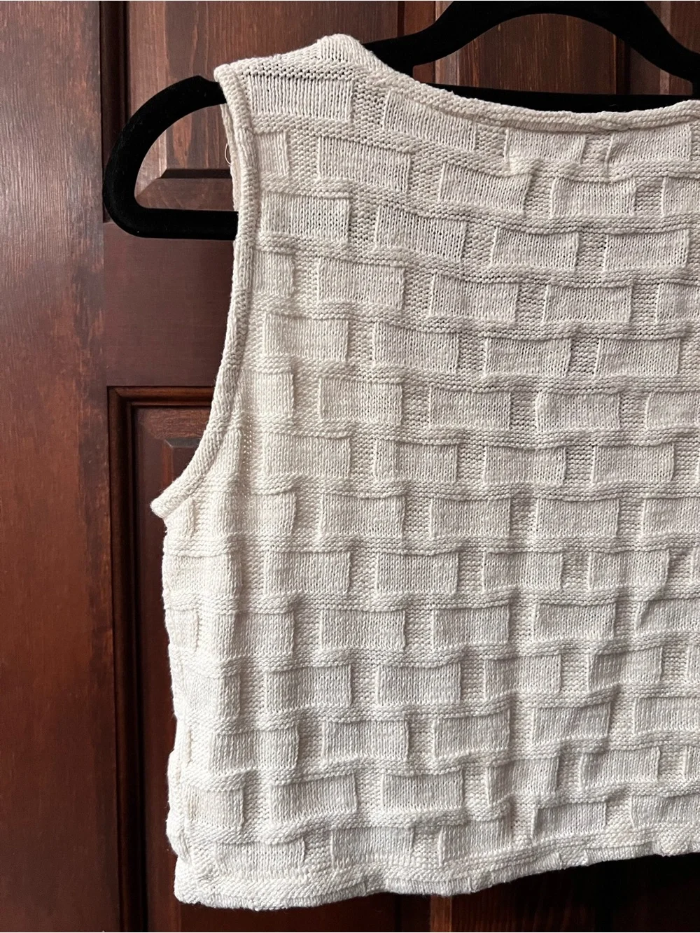 Madewell Cream Basketweave Knit Cottagecore Cotton Blend Crop Vest Top XS - Picture 14 of 14
